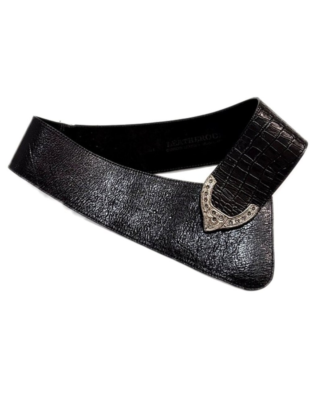 Leatherock Women’s Belt Black Patent Leather Hip Belt #9605